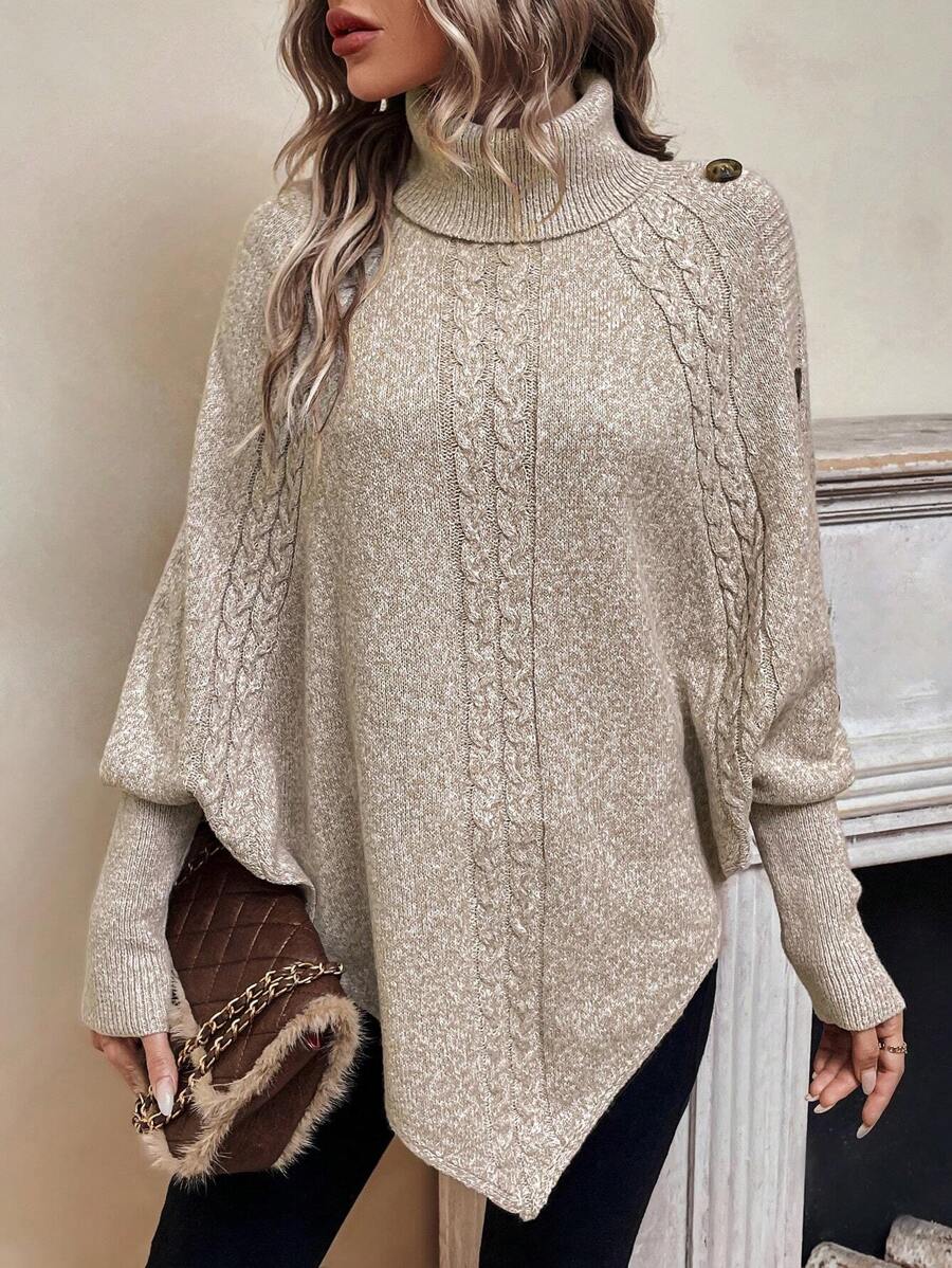 Asymmetrische poncho trui dames - afbeelding 3