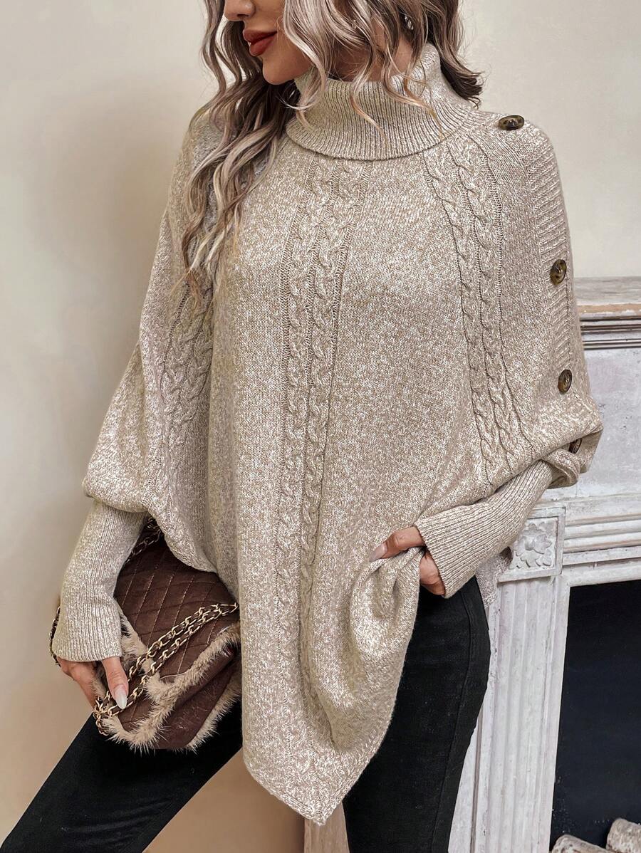 Asymmetrische poncho trui dames - afbeelding 4