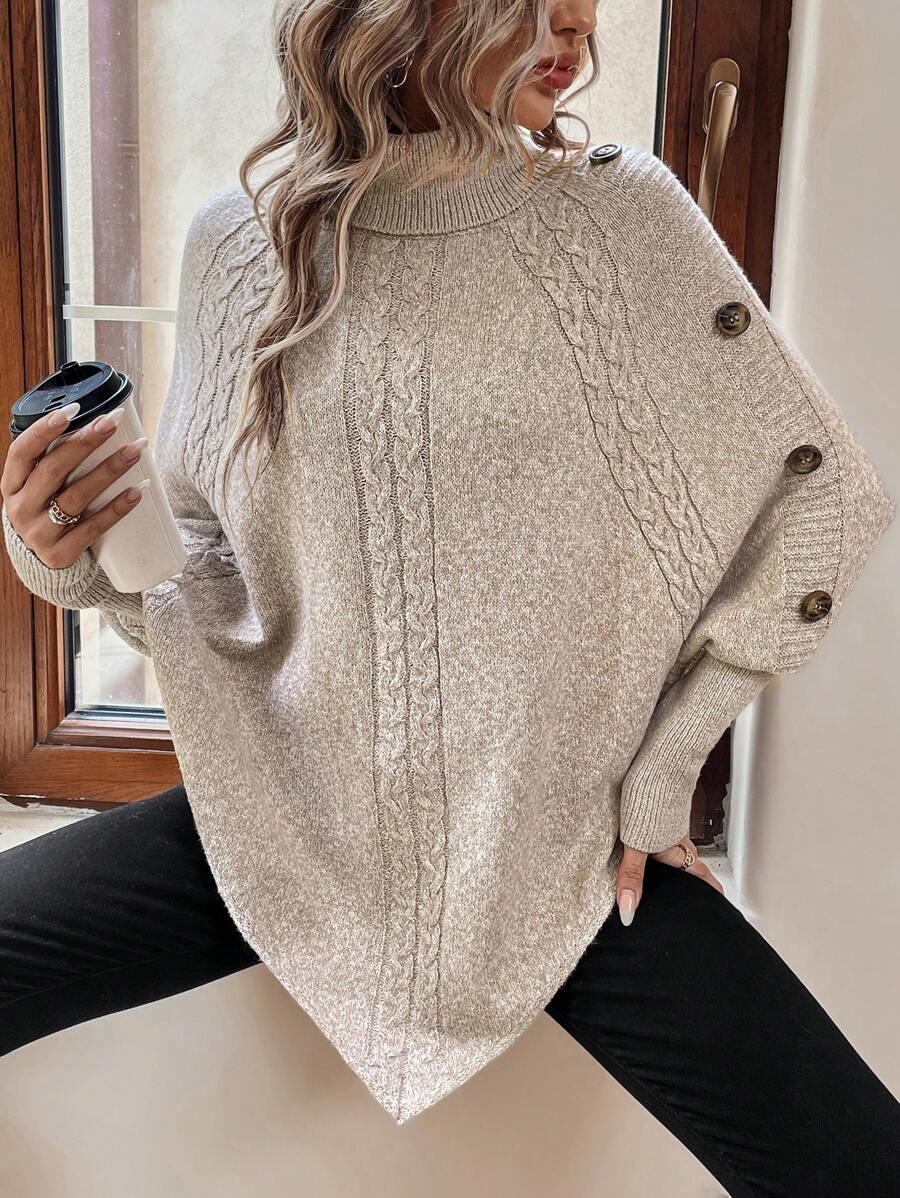 Asymmetrische poncho trui dames - afbeelding 5