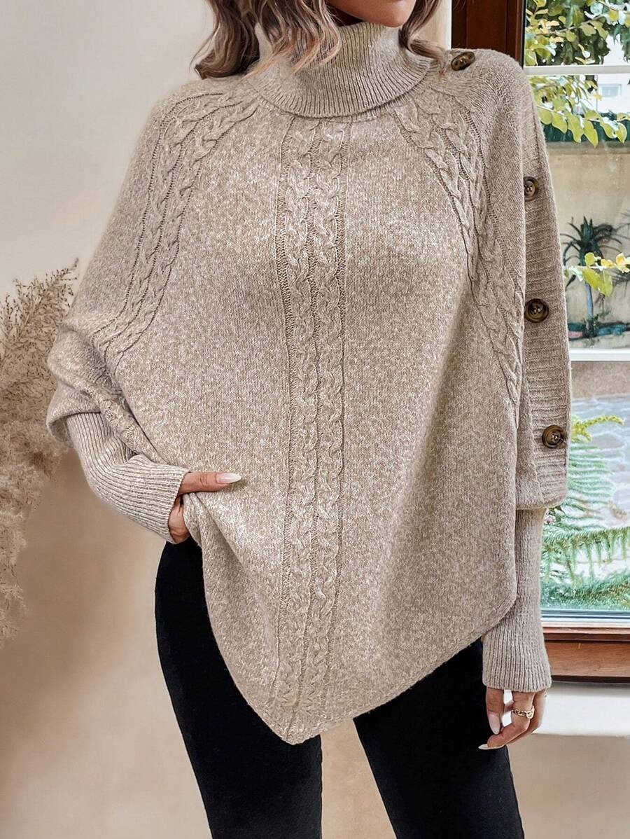 Asymmetrische poncho trui dames - afbeelding 6