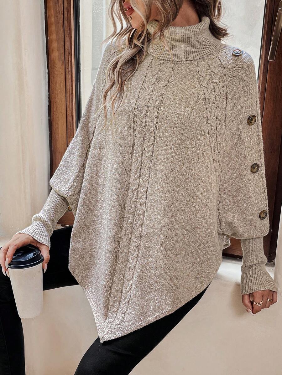 Asymmetrische poncho trui dames - afbeelding 7