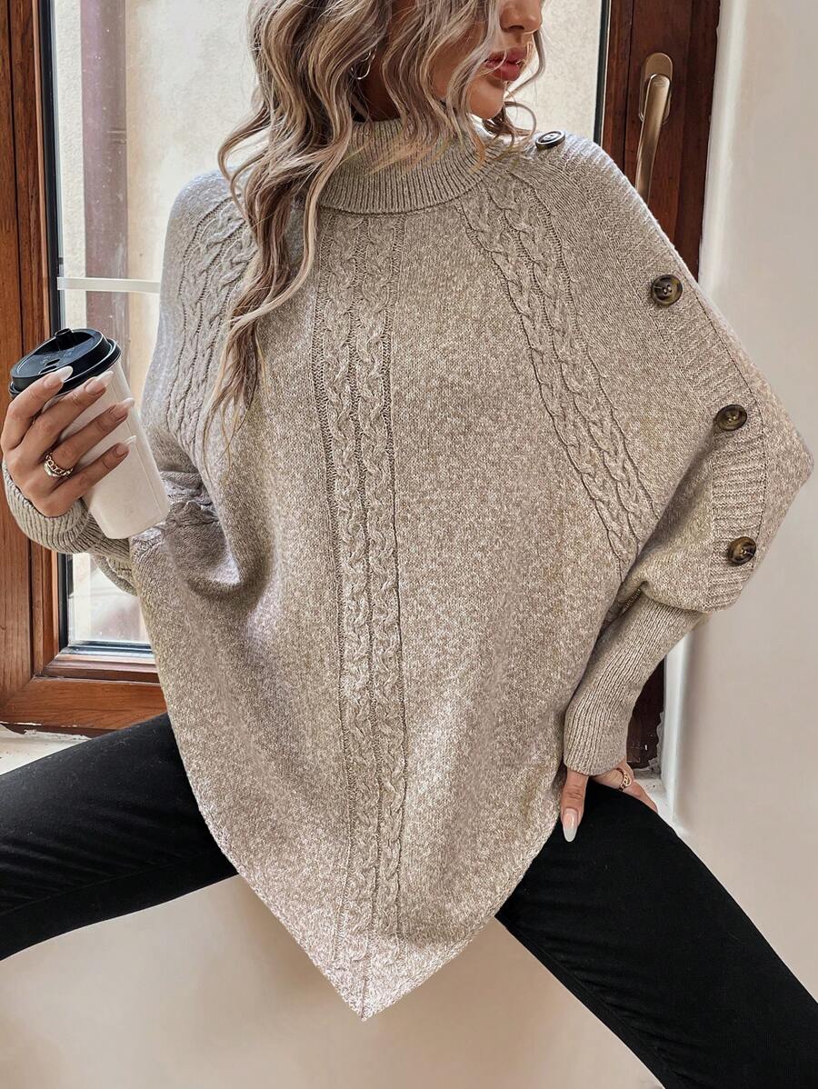 Asymmetrische poncho trui dames - afbeelding 8