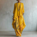 Bedrukte co-ord set dames, geel - afbeelding 3