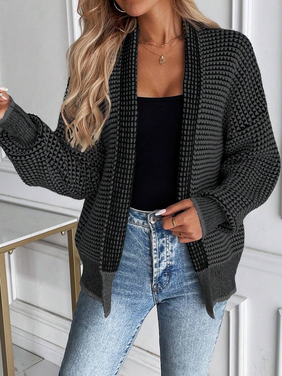 Gebreide cardigan dames, donkergrijs - afbeelding 8