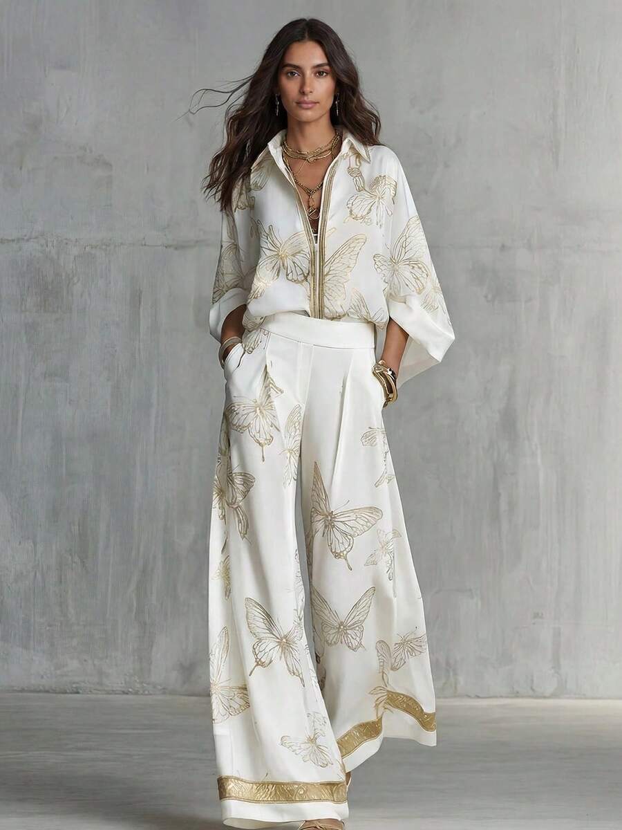 Kimono co-ord set dames, Wit - afbeelding 1