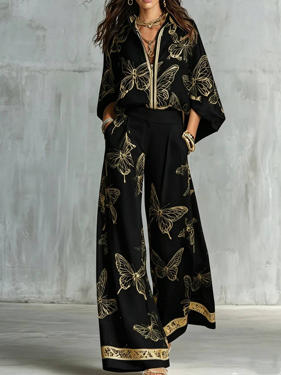 Kimono co-ord set dames, Zwart - afbeelding 4
