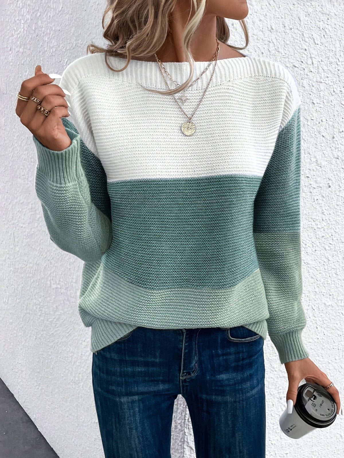 Colourblock trui dames - afbeelding 2