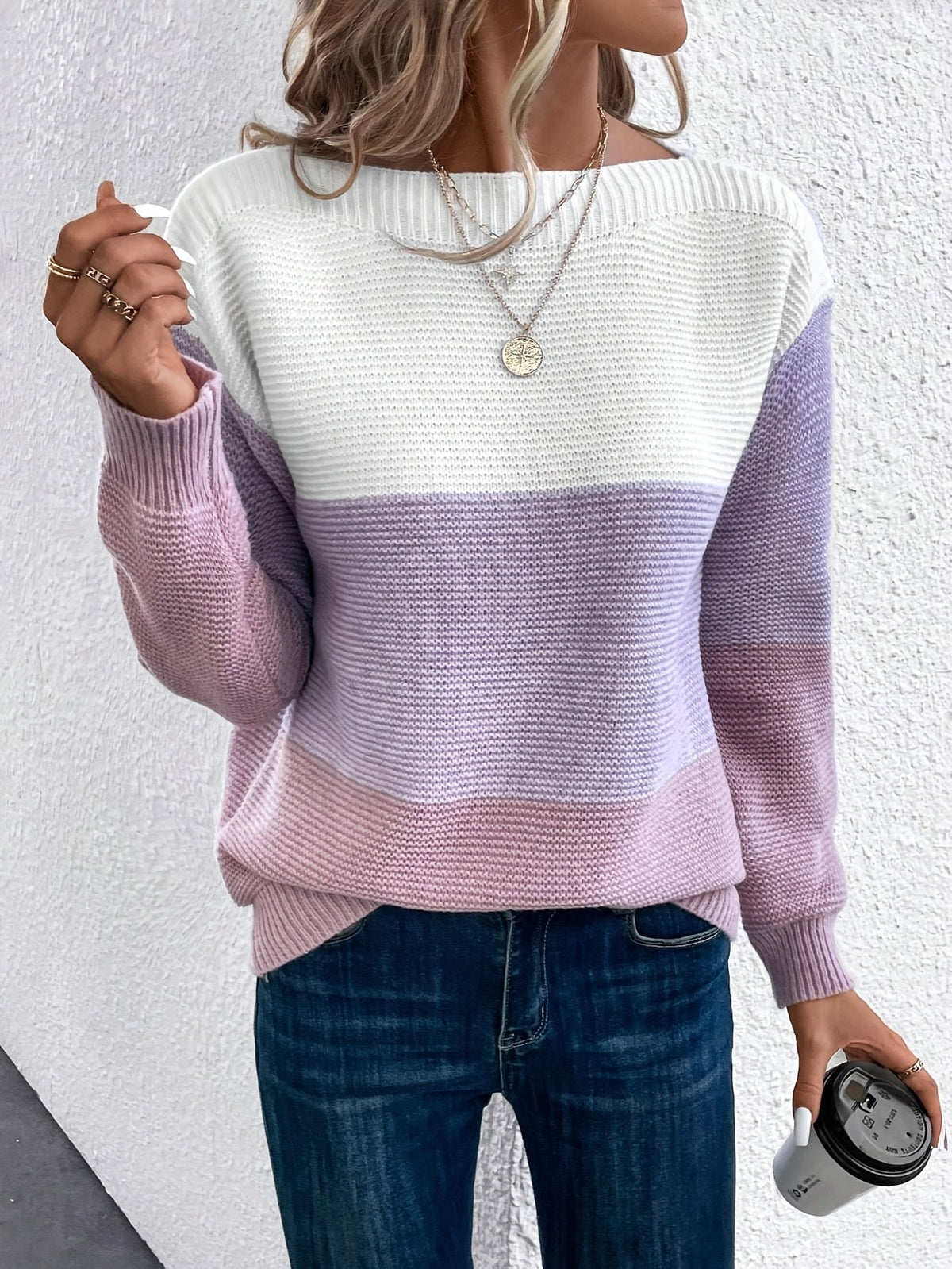 Colourblock trui dames - afbeelding 3