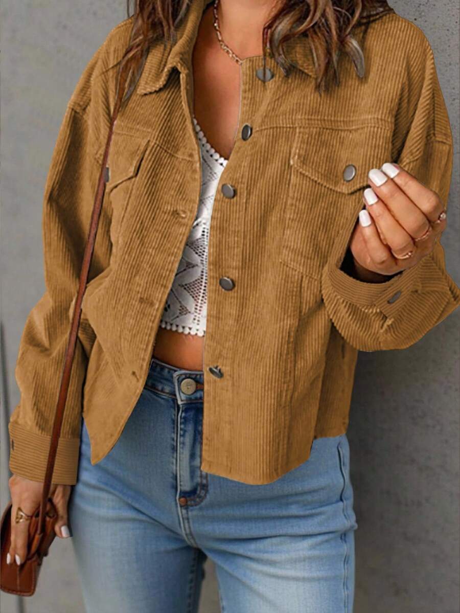 Cropped corduroy shacket dames - afbeelding 10