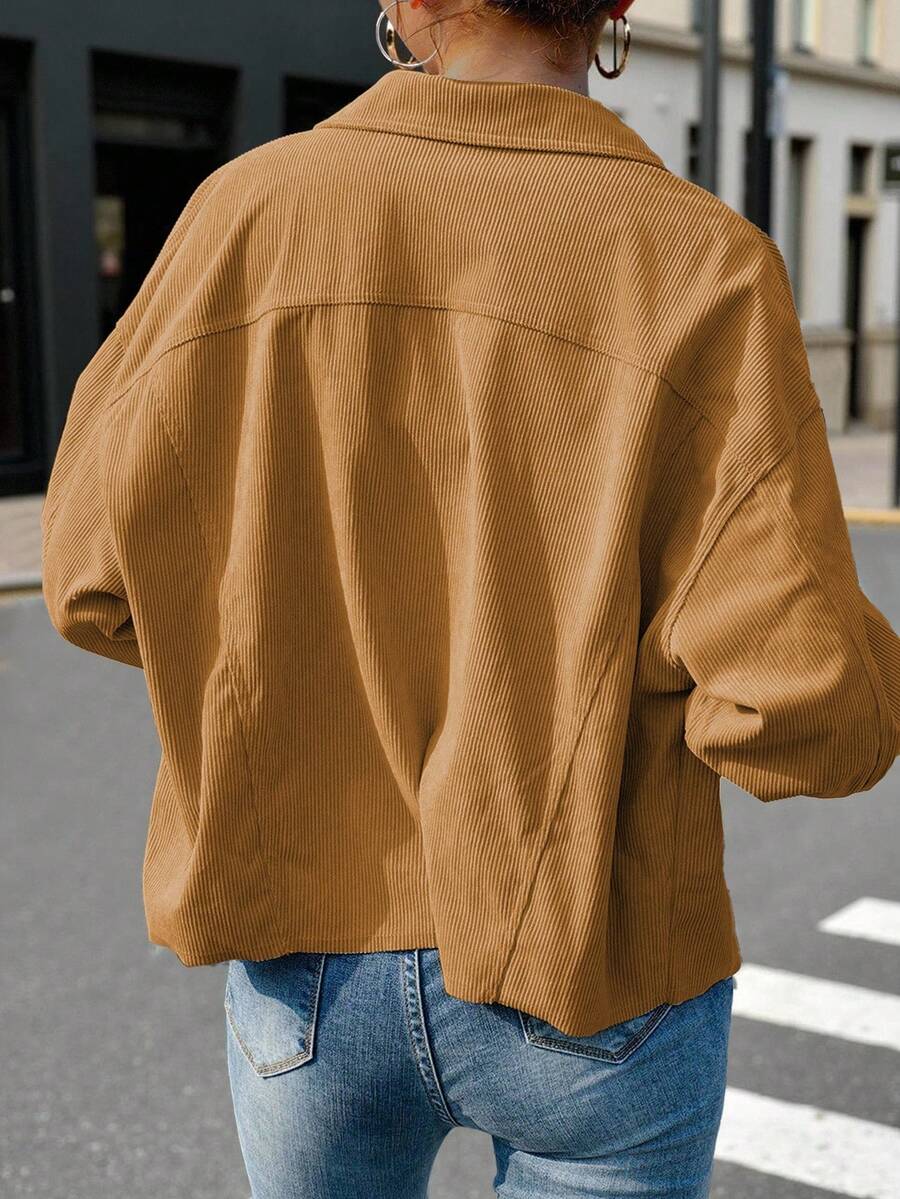 Cropped corduroy shacket dames - afbeelding 11