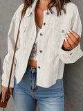 Cropped corduroy shacket dames, Wit - afbeelding 15