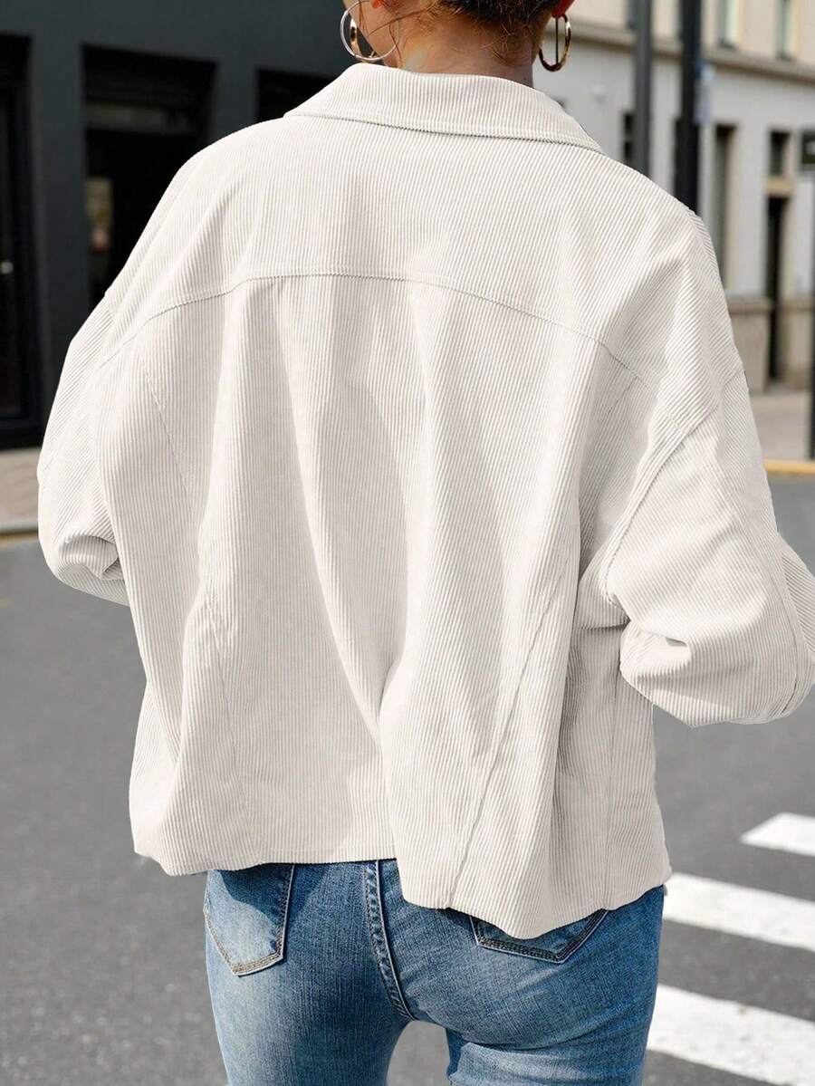 Cropped corduroy shacket dames - afbeelding 16