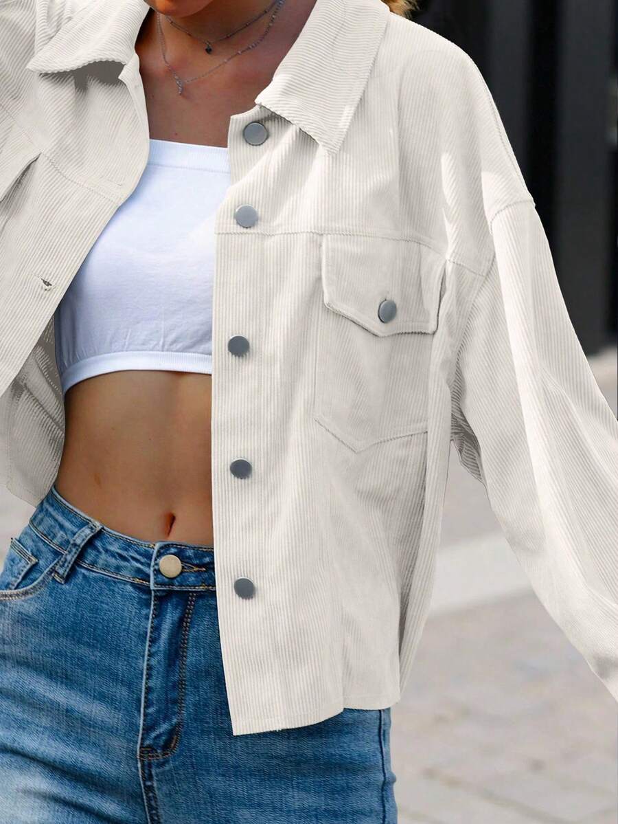 Cropped corduroy shacket dames - afbeelding 17