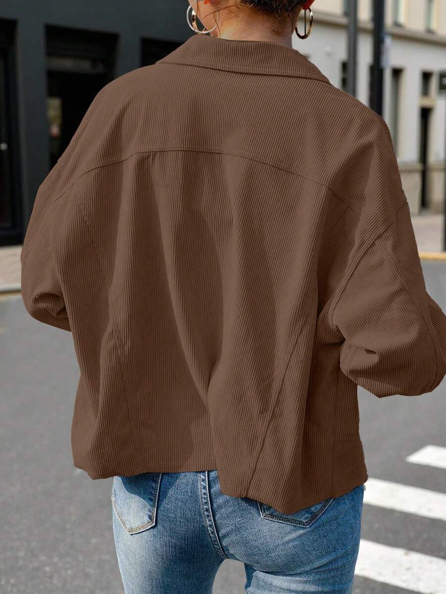 Cropped corduroy shacket dames - afbeelding 21