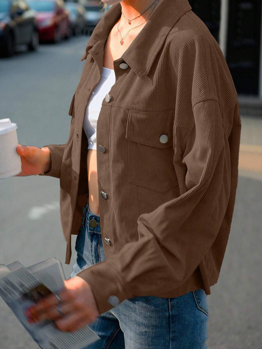 Cropped corduroy shacket dames - afbeelding 22
