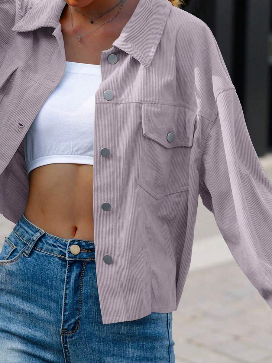 Cropped corduroy shacket dames - afbeelding 31