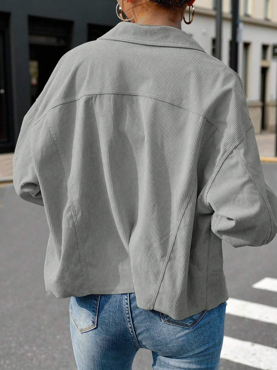 Cropped corduroy shacket dames - afbeelding 33