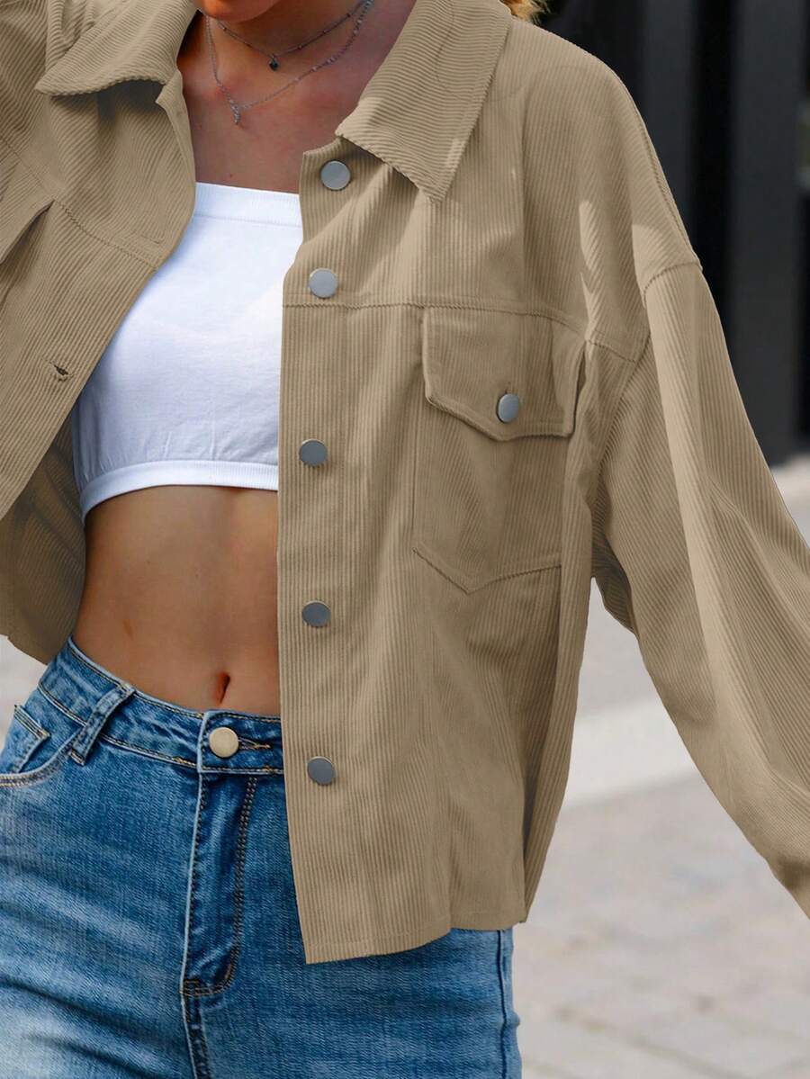 Cropped corduroy shacket dames - afbeelding 38