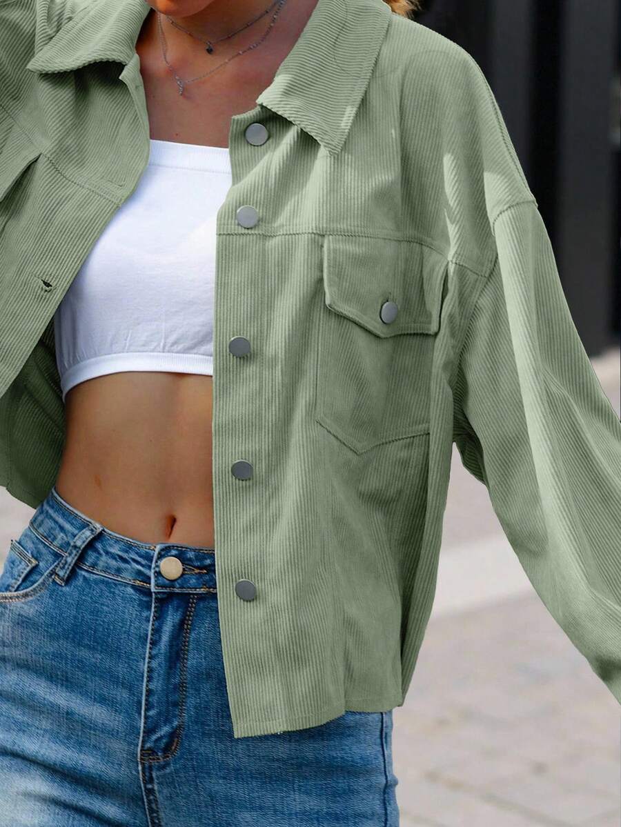 Cropped corduroy shacket dames - afbeelding 5