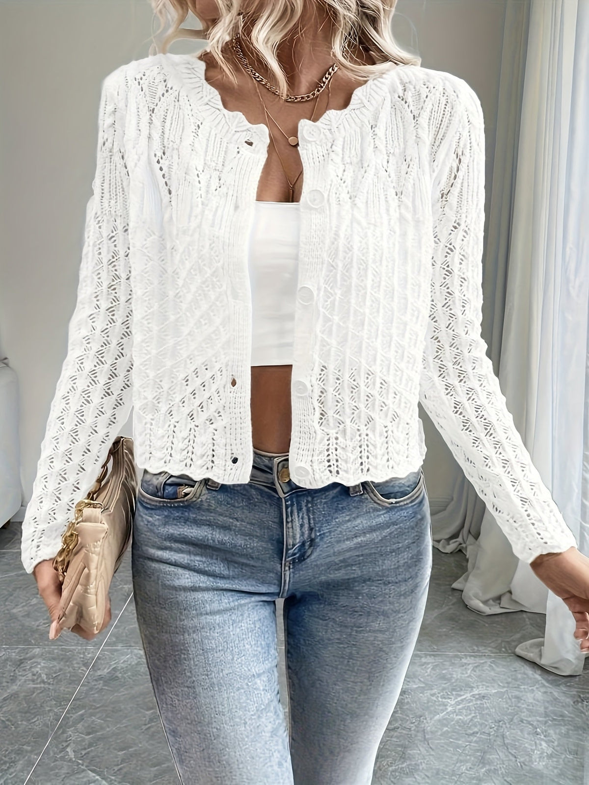 Cropped cardigan dames - afbeelding 1