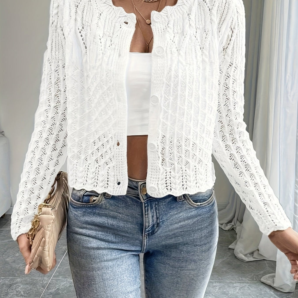 Cropped cardigan dames, Wit - afbeelding 12