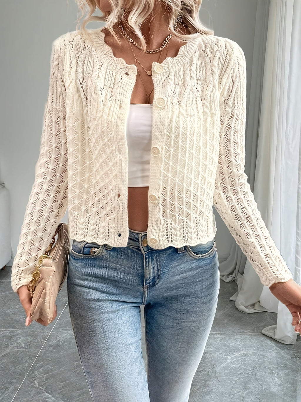 Cropped cardigan dames - afbeelding 5