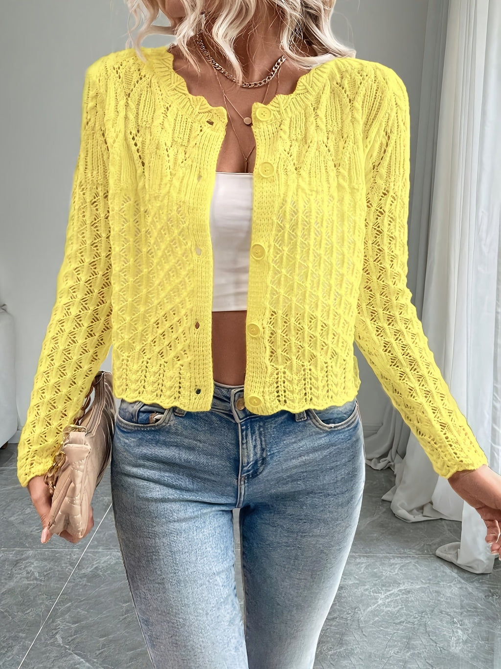 Cropped cardigan dames - afbeelding 6