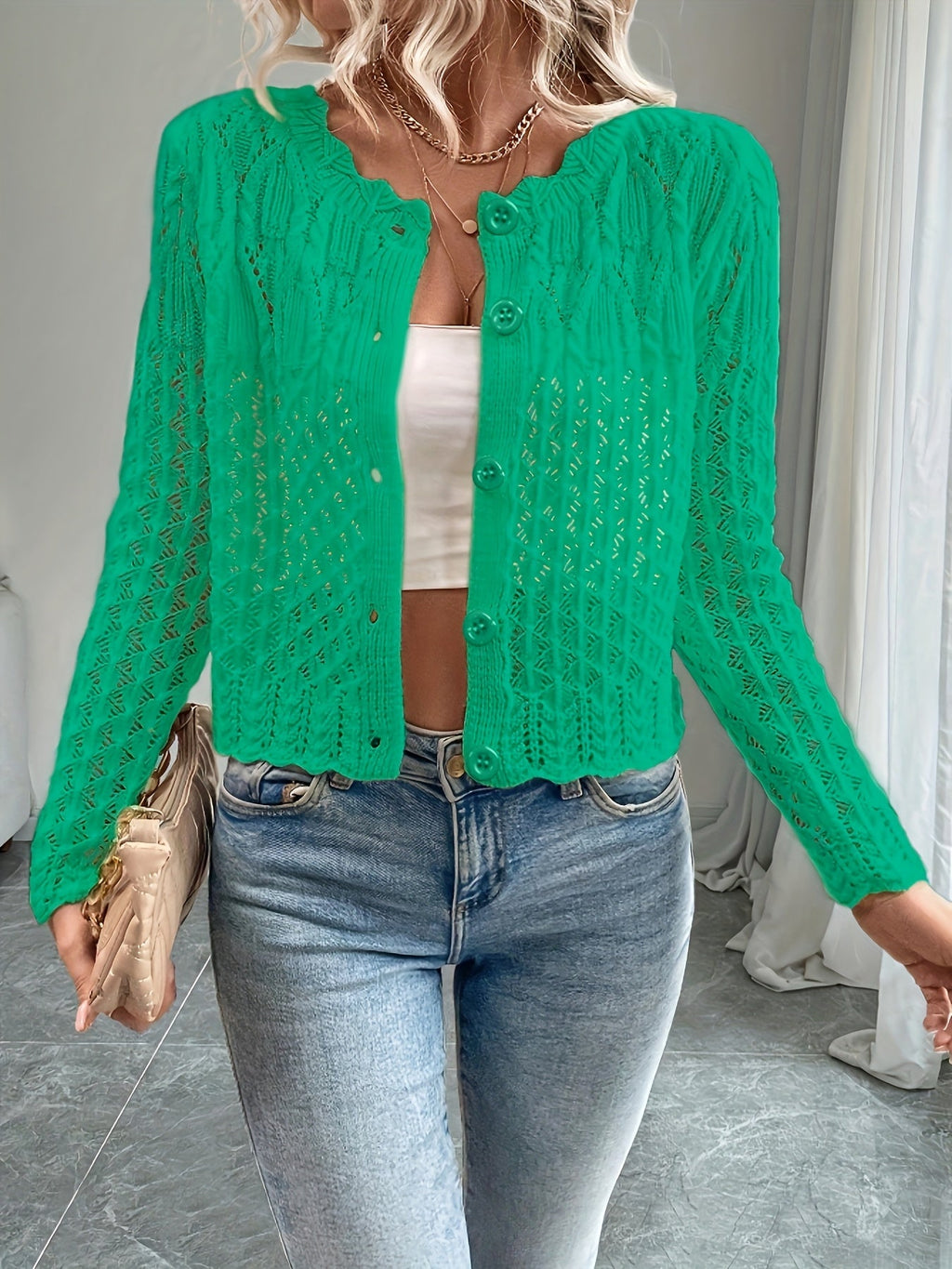 Cropped cardigan dames - afbeelding 7
