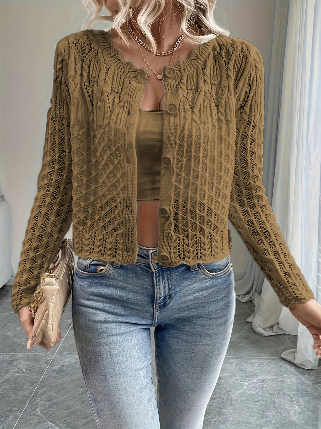 Cropped cardigan dames - afbeelding 8