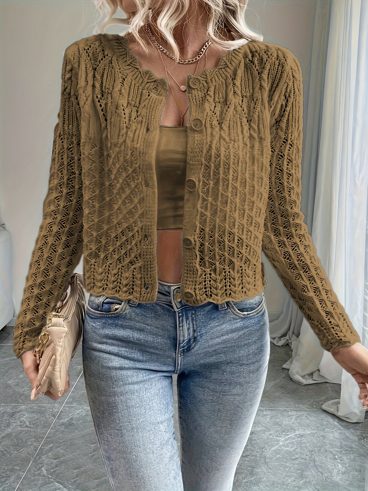 Cropped cardigan dames - afbeelding 8