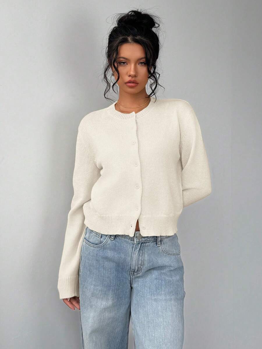 Cropped cardigan dames met ronde hals - afbeelding 5