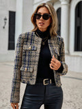 Cropped geruite tweed tussenjas dames, meerkleurig - afbeelding 1