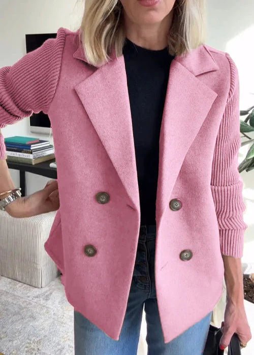 Dubbelrijige blazer dames, roze - afbeelding 1