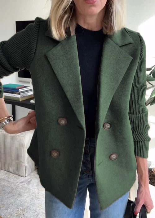 Dubbelrijige blazer dames, groen - afbeelding 4