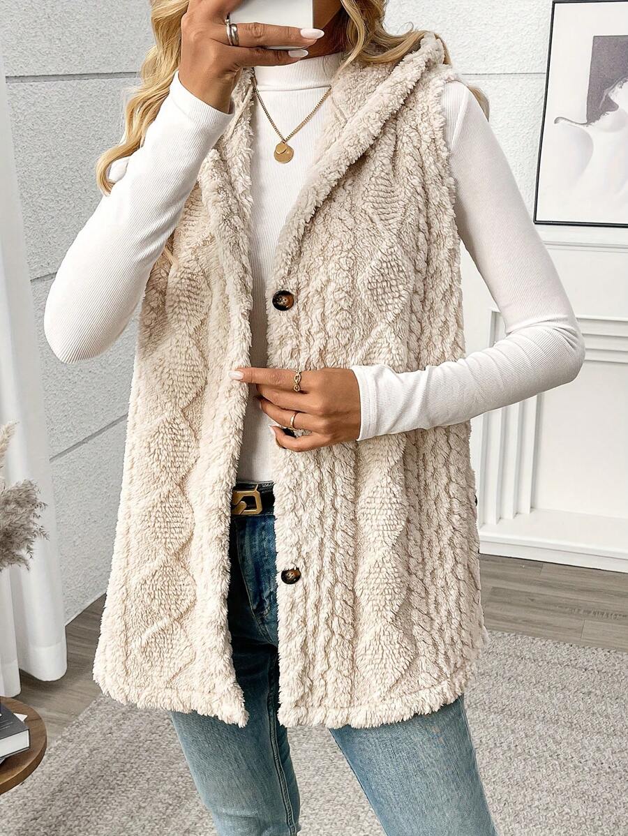 Fleece gilet dames met capuchon - afbeelding 3