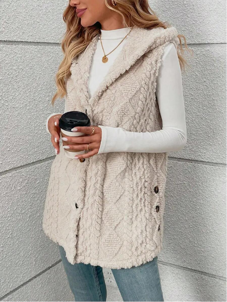 Fleece gilet dames met capuchon - afbeelding 4