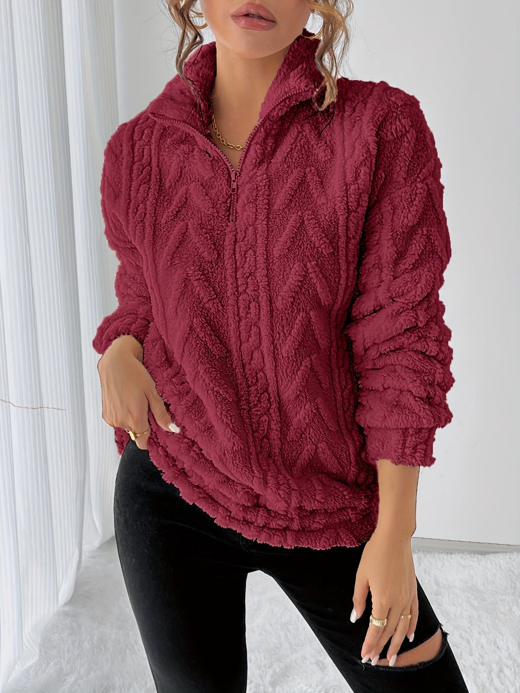 Teddy fleece trui dames - afbeelding 1
