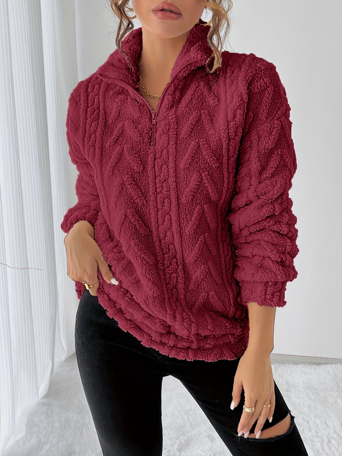 Teddy fleece trui dames - afbeelding 1
