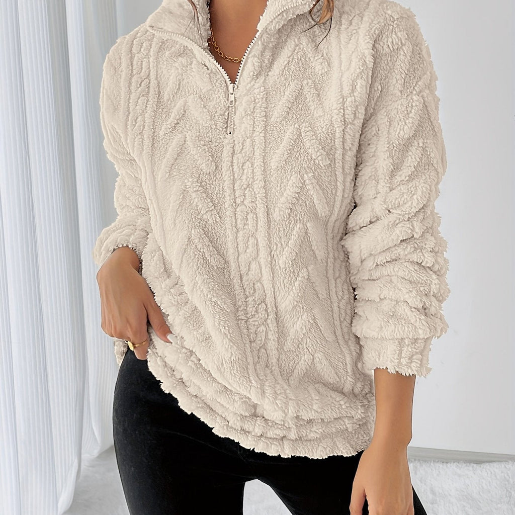 Teddy fleece trui dames, crème - afbeelding 11