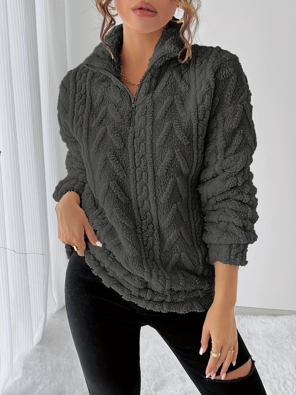 Teddy fleece trui dames - afbeelding 4