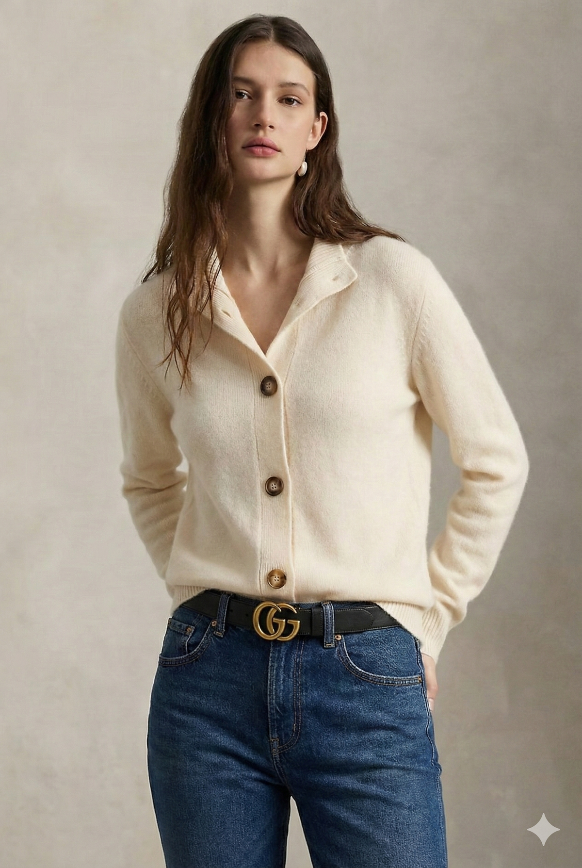 Gebreid vest dames met knopen, Beige - afbeelding 14