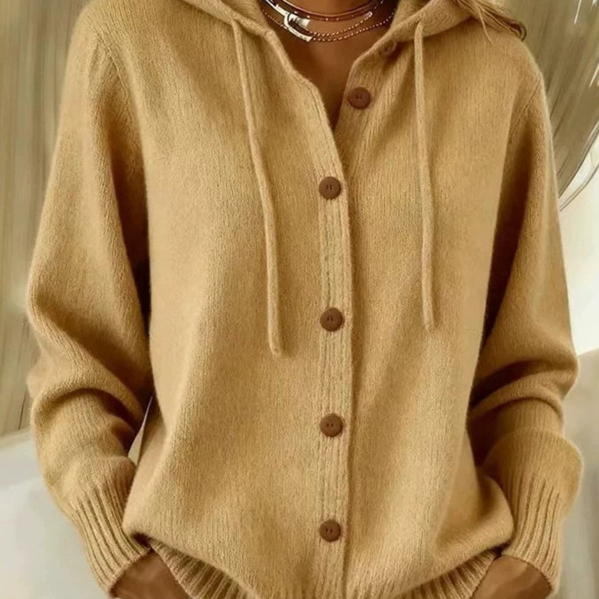 Gebreide cardigan dames, Camel - afbeelding 13