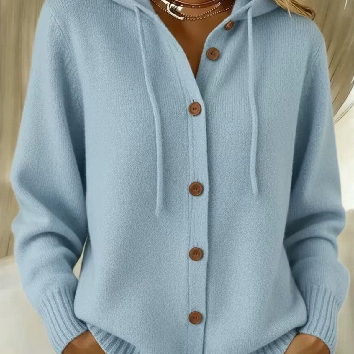 Gebreide cardigan dames, Lichtblauw - afbeelding 15