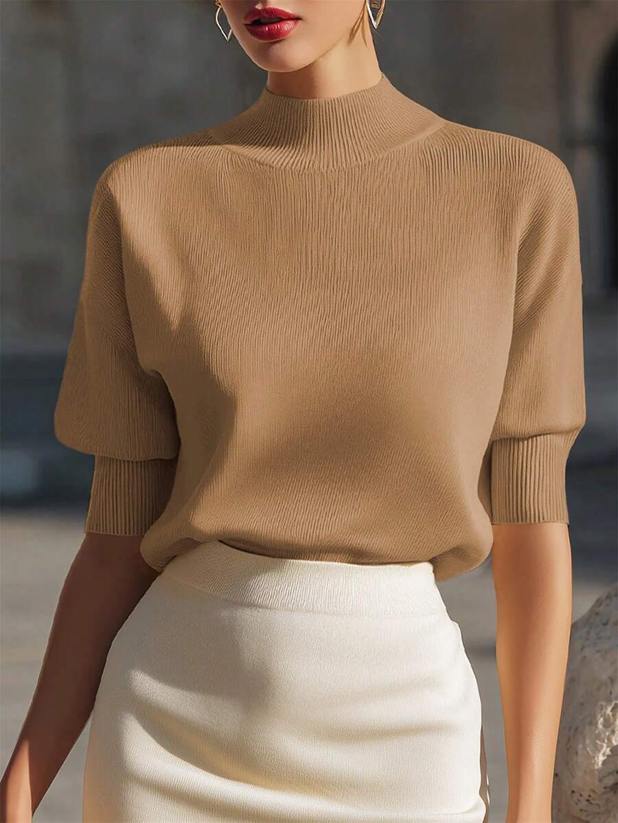 Gebreide top dames, Camel - afbeelding 9