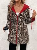 Geprinte jas dames, camel-rood - afbeelding 1