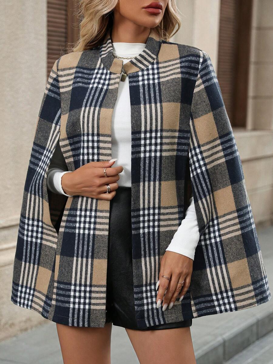 Geruite cape jas dames - afbeelding 4