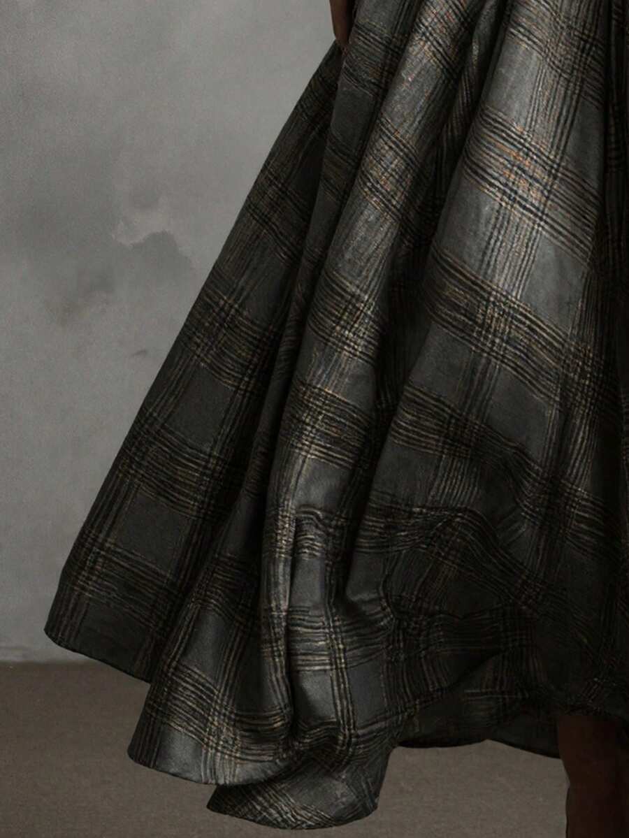 Geruite maxi jurk dames - afbeelding 5