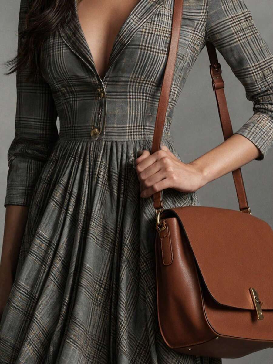 Geruite maxi jurk dames - afbeelding 6