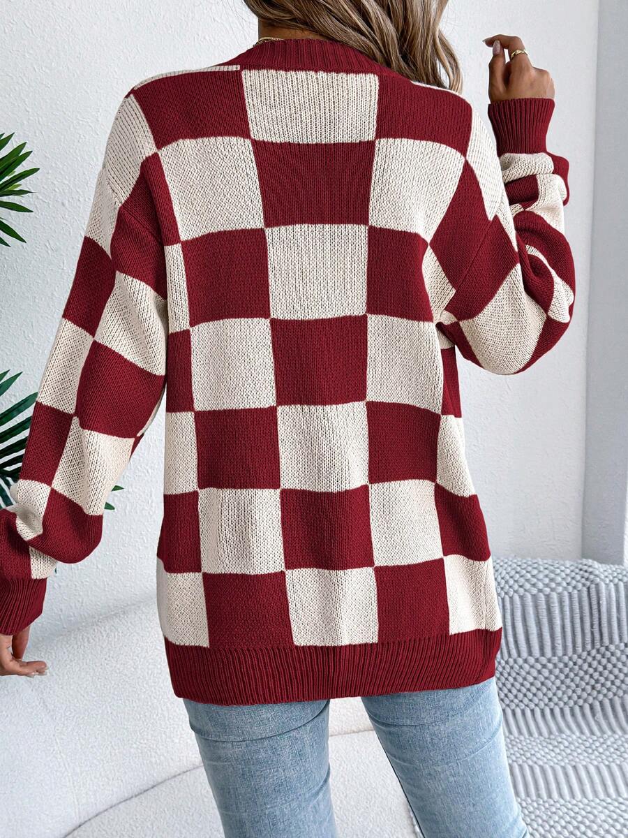Geruite open cardigan dames - afbeelding 2