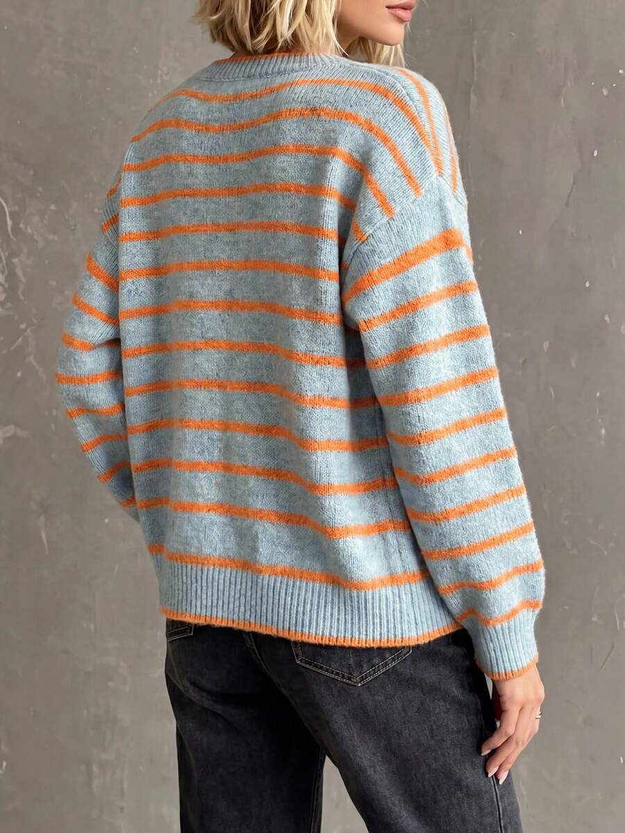 Gestreepte cardigan dames - afbeelding 2
